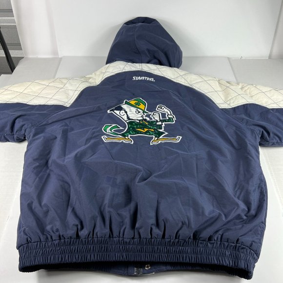 VTG 90s Starter Notre Dame Fightin Irish Jacket Extra Large Full Zip Puffer Coat - Picture 10 of 15